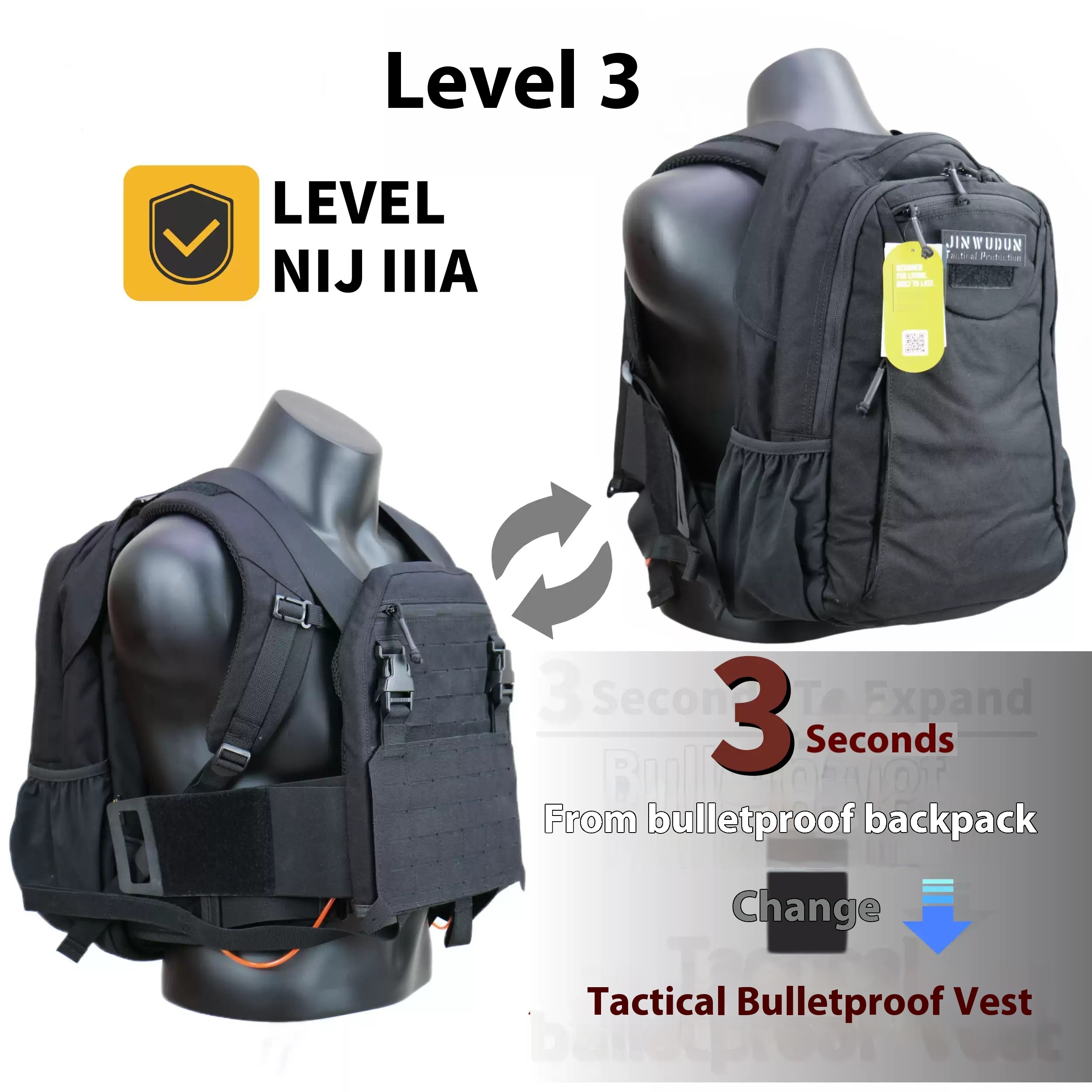 A102 Bulletproof backpack American standard IIIA/GA3 level