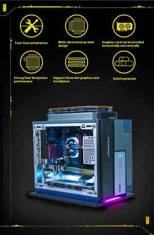 FUXK Cooler Supreme, Rubik's Cube NR200P Cyberpunk ITX mini water-cooled case