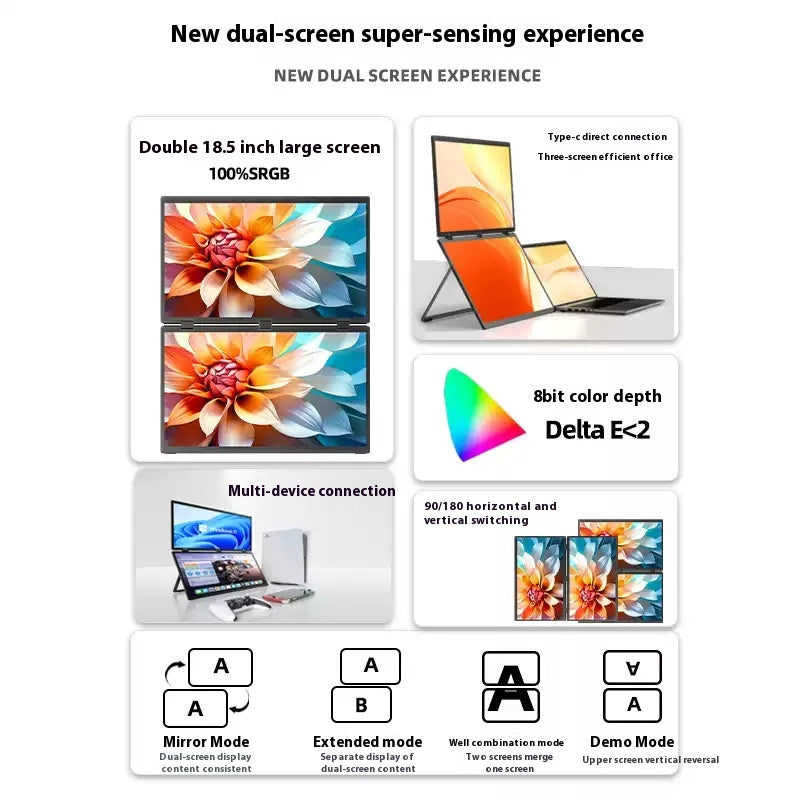E11T Touch-Upgraded Folding Dual Screen