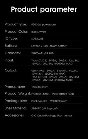 27000mAh power bank large-capacity mobile power supply