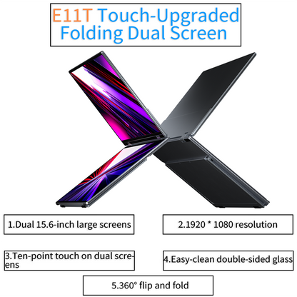 E11T Touch-Upgraded Folding Dual Screen